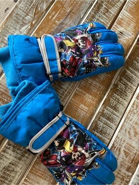 Kids Blue Character Ski Gloves - Unbranded